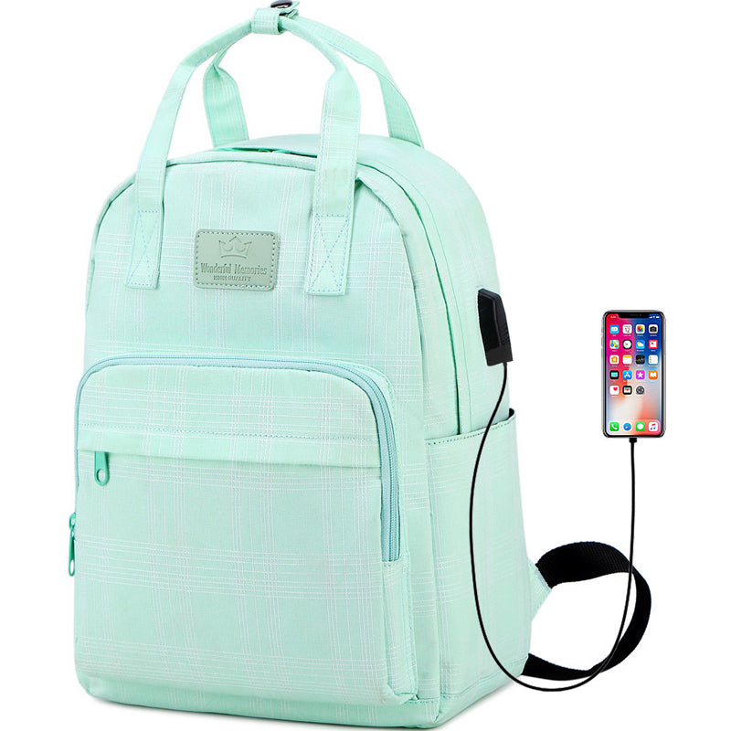 Kids USB School Backpacks - Black Pink Green Book Bags For Boys Girls 18 Inch Laptop Backpack With USB Charging Port For Travel