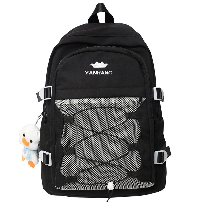 Kids Mesh School Backpacks - Black Blue Pink Book Bags For Boys Girls Simple With Mesh Pocket Bag For Students