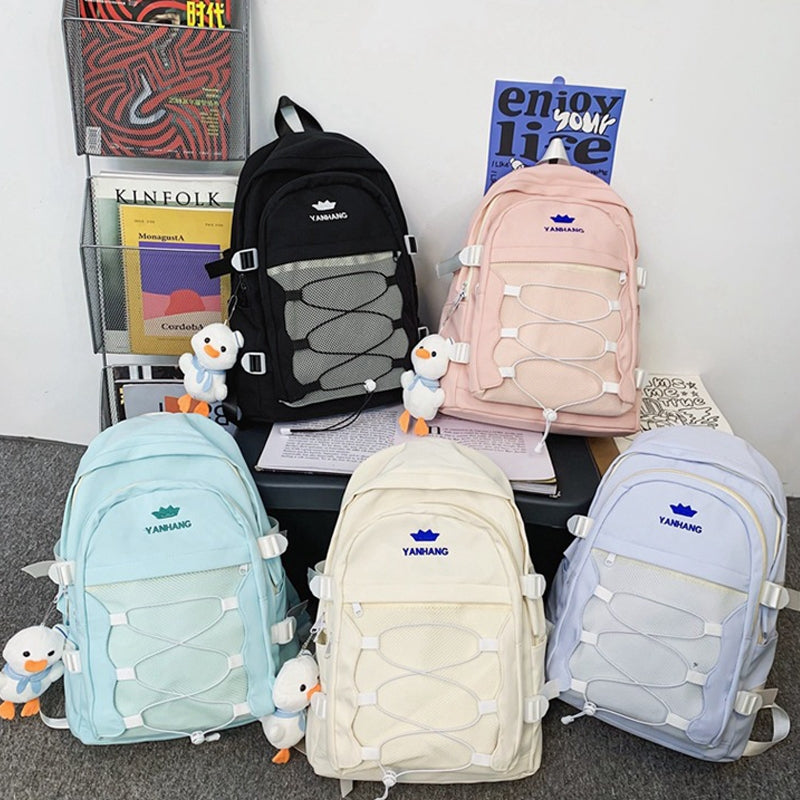 Kids Mesh School Backpacks - Black Blue Pink Book Bags For Boys Girls Simple With Mesh Pocket Bag For Students