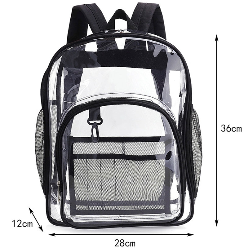 Kids Clear School Backpacks - Black Pink Grey Book Bags For Boys Girls Waterproof See Through Casual Rucksack Bookbag