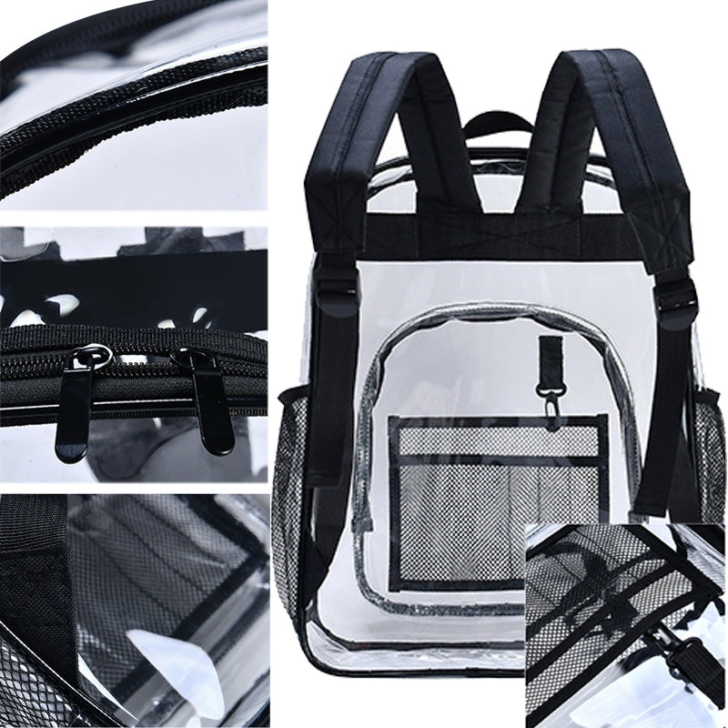 Kids Clear School Backpacks - Black Pink Grey Book Bags For Boys Girls Waterproof See Through Casual Rucksack Bookbag