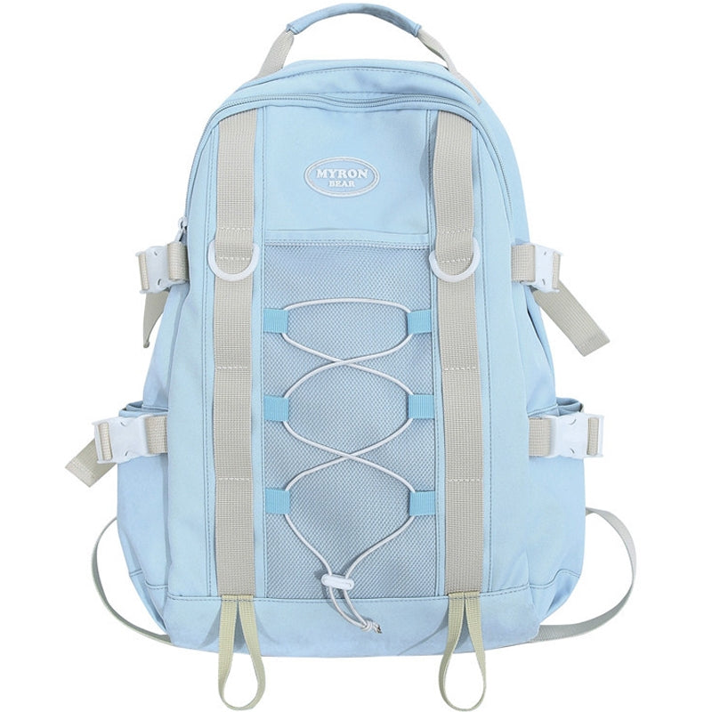 Kids Mesh School Backpacks - Black Blue White Book Bags For Boys Girls Drawstring 1-6 Grade Students Bookbag
