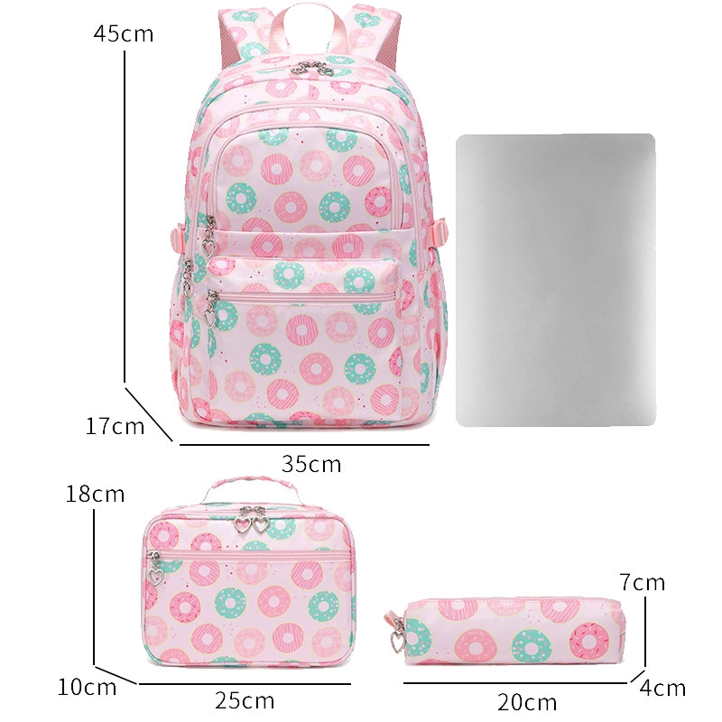 Kids Backpack With Lunch Box School Backpacks - Black Purple Book Bags For Girls Cute Backpack Set With Lunch Bag 1-6 Grade School Bookbag