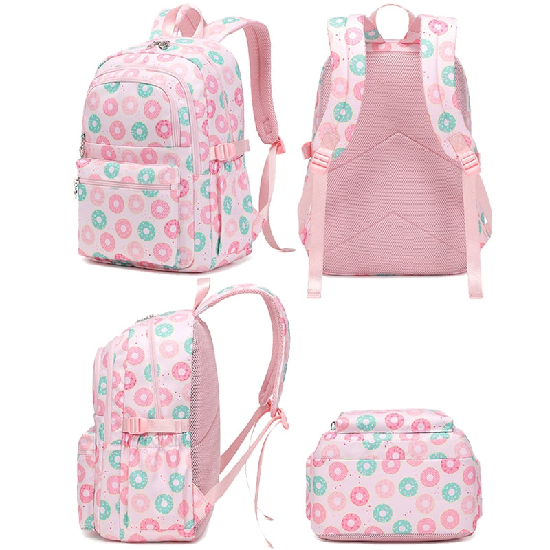 Kids Backpack With Lunch Box School Backpacks - Black Purple Book Bags For Girls Cute Backpack Set With Lunch Bag 1-6 Grade School Bookbag