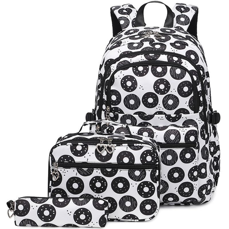 Kids Backpack With Lunch Box School Backpacks - Black Purple Book Bags For Girls Cute Backpack Set With Lunch Bag 1-6 Grade School Bookbag
