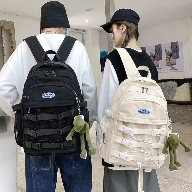 Kids Mesh School Backpacks - Black White Book Bags For Boys Girls College School