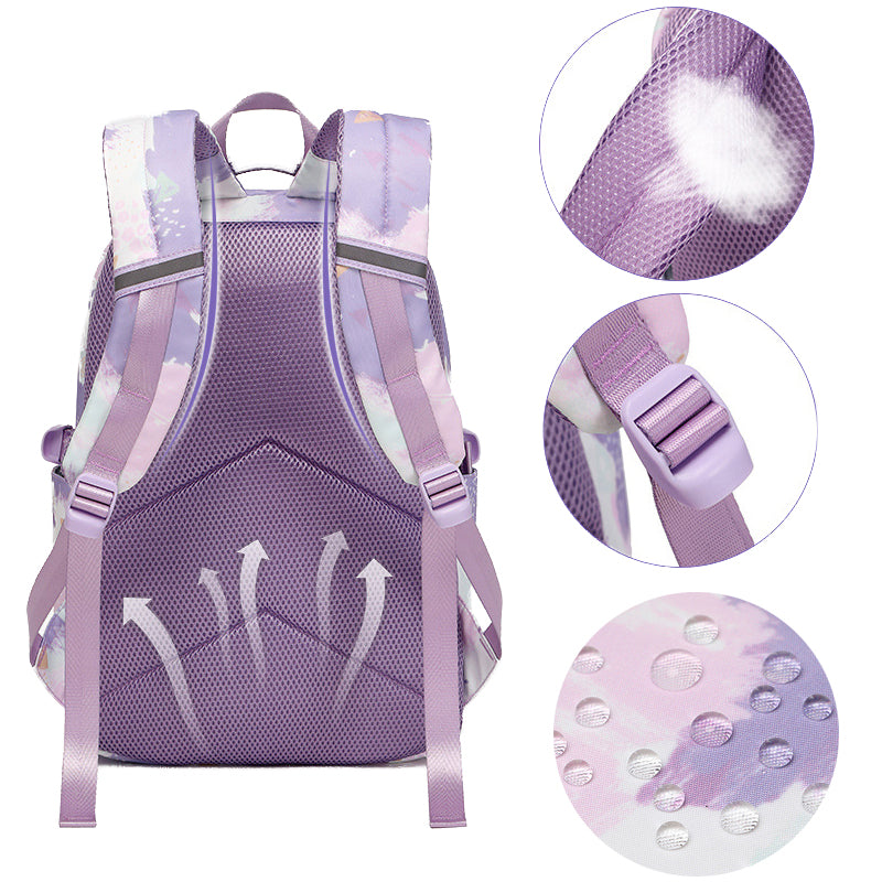 Kids Backpack With Lunch Box School Backpacks - Black Pink Purple Book Bags For Girls Marble Backpack Set For Teen Backpacks & Lunch Box BookBag