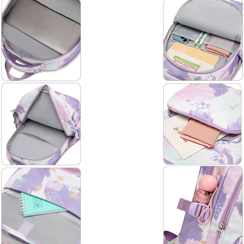 Kids Backpack With Lunch Box School Backpacks - Black Pink Purple Book Bags For Girls Marble Backpack Set For Teen Backpacks & Lunch Box BookBag