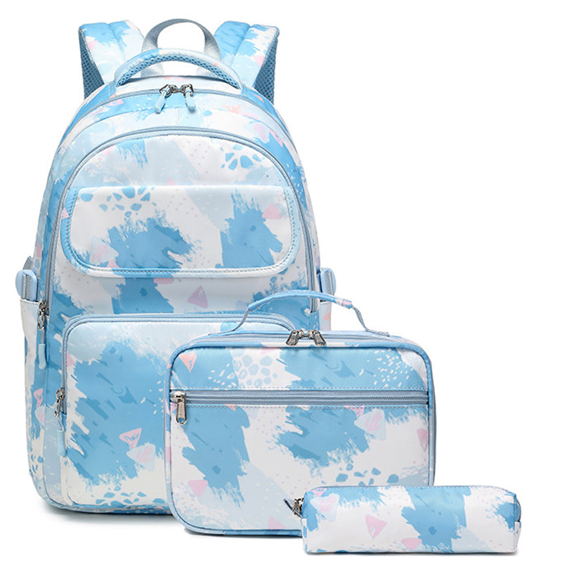 Kids Backpack With Lunch Box School Backpacks - Black Pink Purple Book Bags For Girls Marble Backpack Set For Teen Backpacks & Lunch Box BookBag