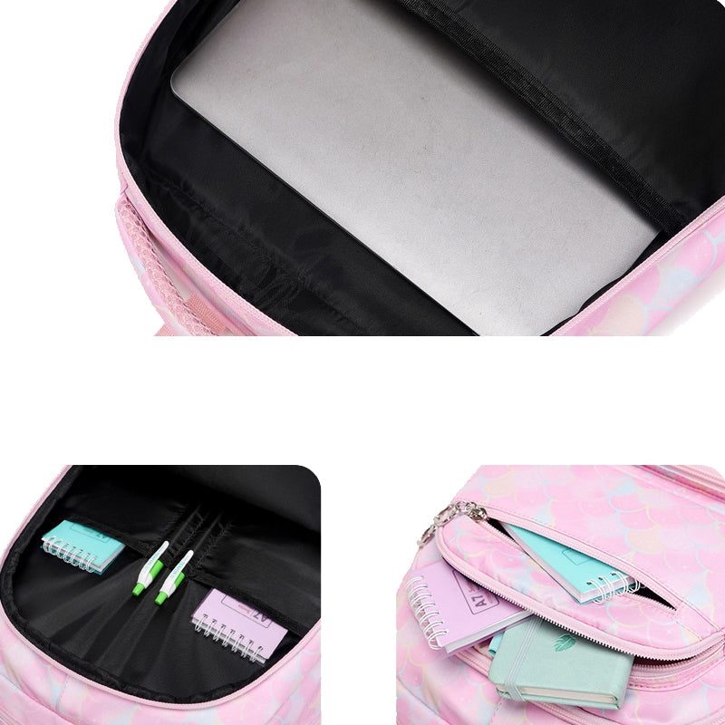 Kids Backpack With Lunch Box School Backpacks - Black Blue Pink Book Bags For Girls Ergonomic Backpacks Kit Durable School Bag Set BookBag