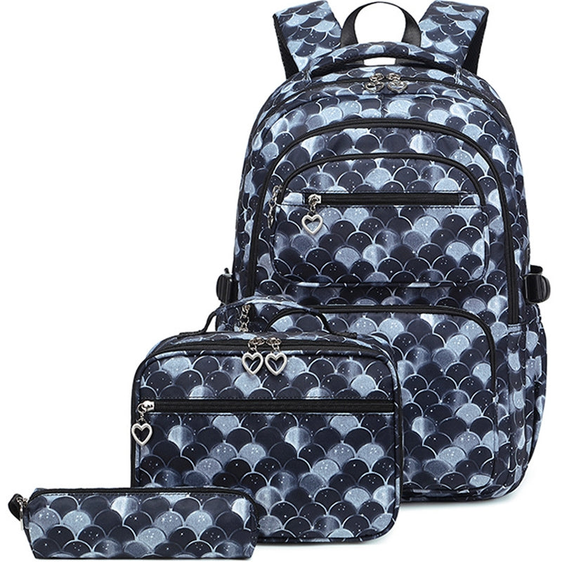 Kids Backpack With Lunch Box School Backpacks - Black Blue Pink Book Bags For Girls Ergonomic Backpacks Kit Durable School Bag Set BookBag