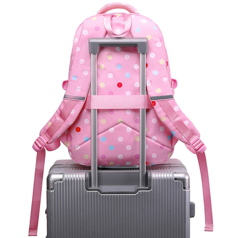 Kids Backpack With Lunch Box School Backpacks - Black Purple Pink Book Bags For Boys Girls Polka Dot Multifunction