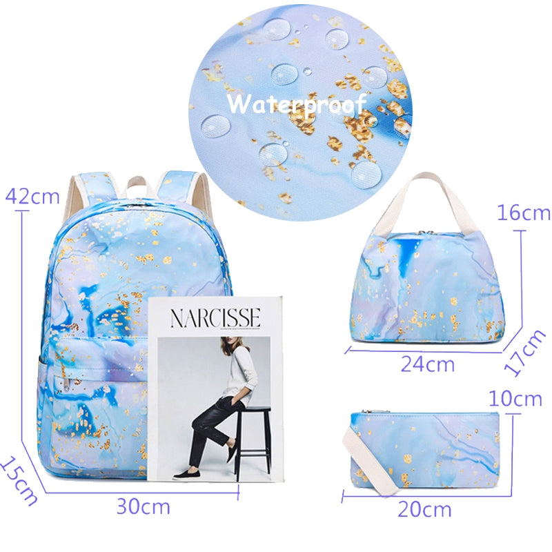 Kids Backpack With Lunch Box School Backpacks - Blue Purple Pink Book Bags For Boys Girls Teen Set With Lunch Box Pencil Case Casual Daypacks