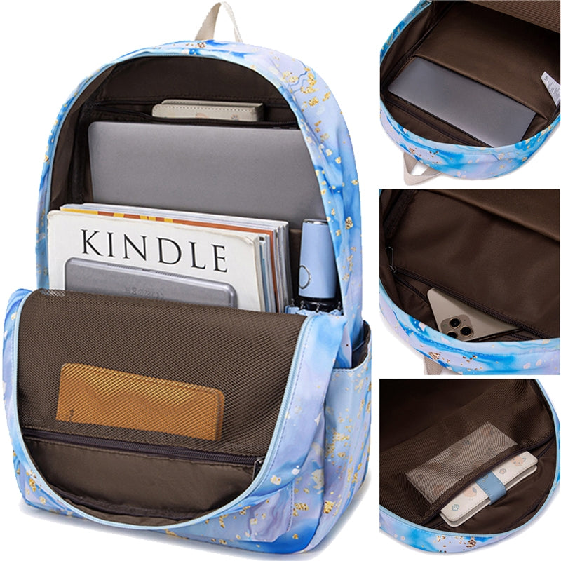 Kids Backpack With Lunch Box School Backpacks - Blue Purple Pink Book Bags For Boys Girls Teen Set With Lunch Box Pencil Case Casual Daypacks