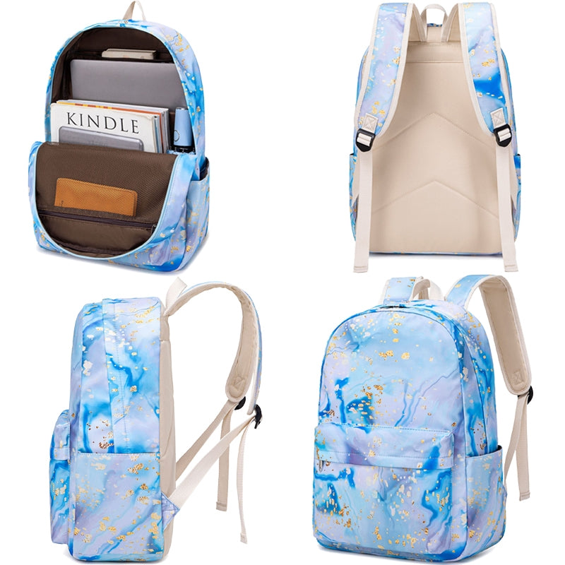 Kids Backpack With Lunch Box School Backpacks - Blue Purple Pink Book Bags For Boys Girls Teen Set With Lunch Box Pencil Case Casual Daypacks