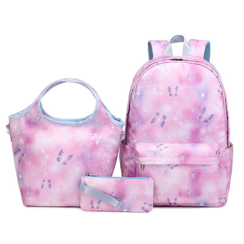 Kids Backpack With Lunch Box School Backpacks - Purple Pink Book Bags For Boys Girls Galaxy School Backpack Set