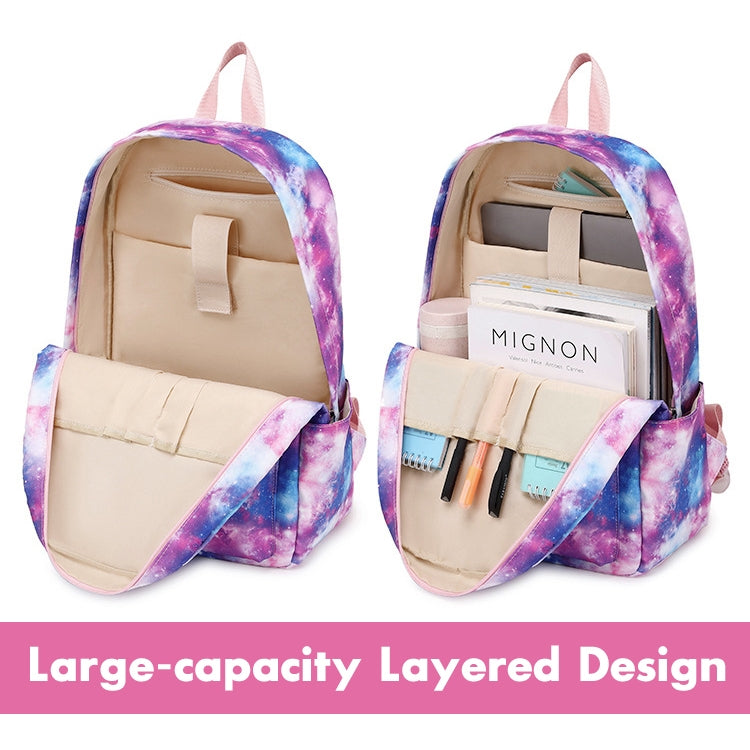 Kids Backpack With Lunch Box School Backpacks - Purple Pink Book Bags For Boys Girls Galaxy School Backpack Set