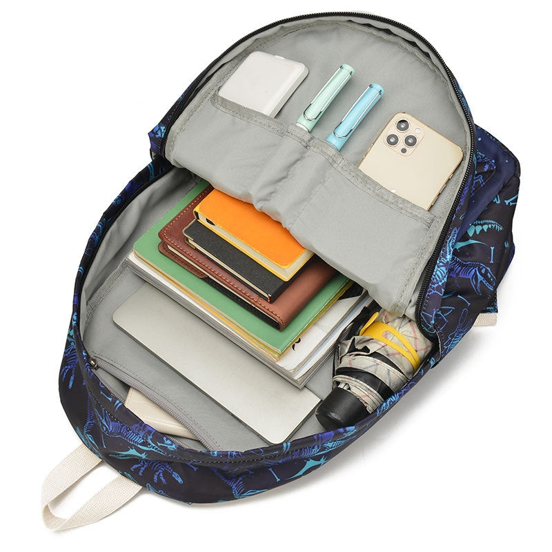 Kids Backpack With Lunch Box Dinosaur School Backpacks - Blue Purple Green Book Bags For Boys Girls With Lunchbox Grade 1-6th BookBag