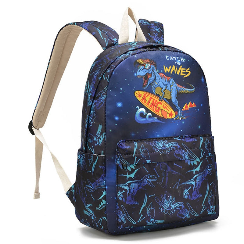 Kids Backpack With Lunch Box Dinosaur School Backpacks - Blue Purple Green Book Bags For Boys Girls With Lunchbox Grade 1-6th BookBag