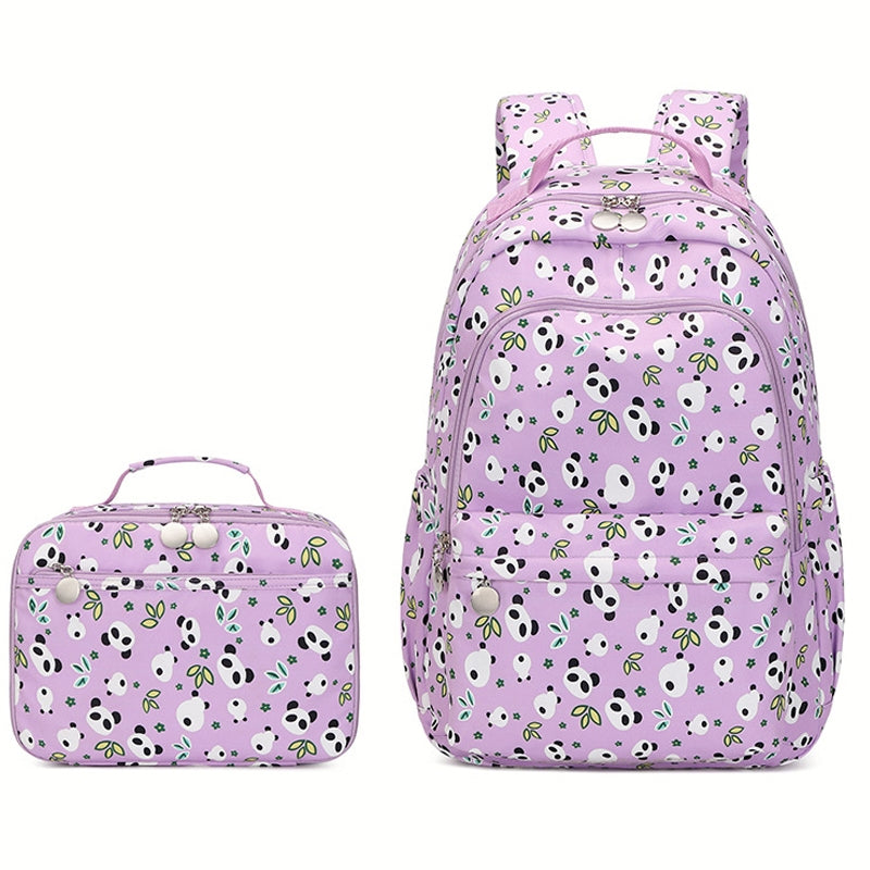 Kids Backpack With Lunch Box Panda School Backpacks - Blue Purple Green Book Bags For Boys Girls Students Outdoor Daypack With Lunchbox BookBag