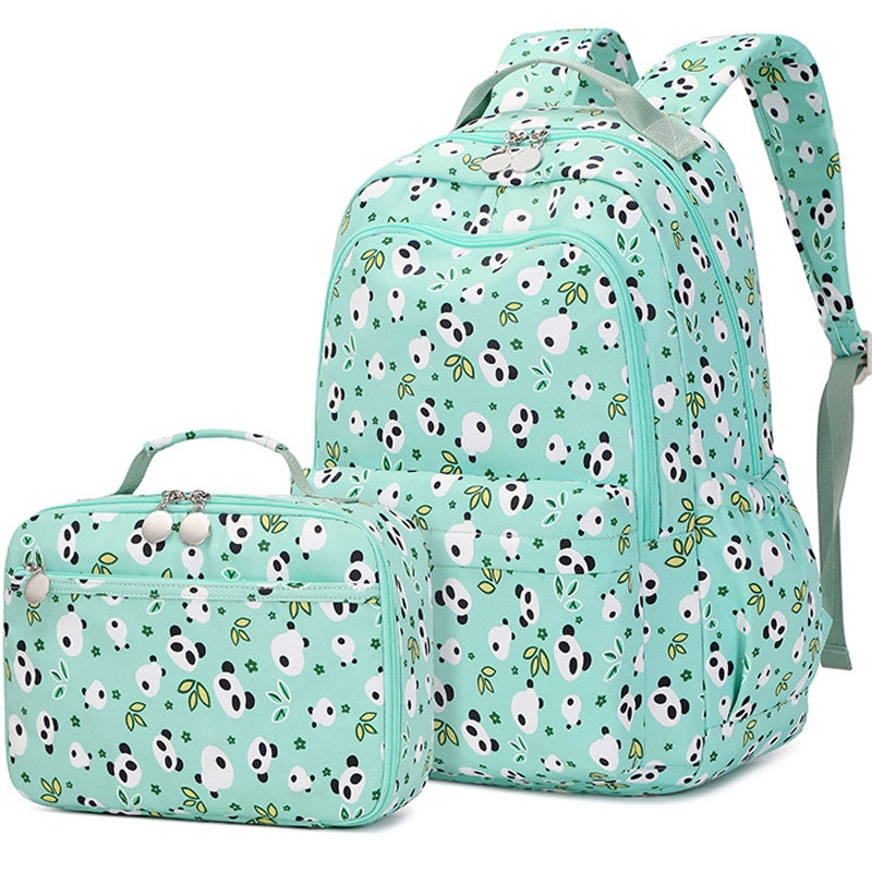 Kids Backpack With Lunch Box Panda School Backpacks Blue Purple Gree