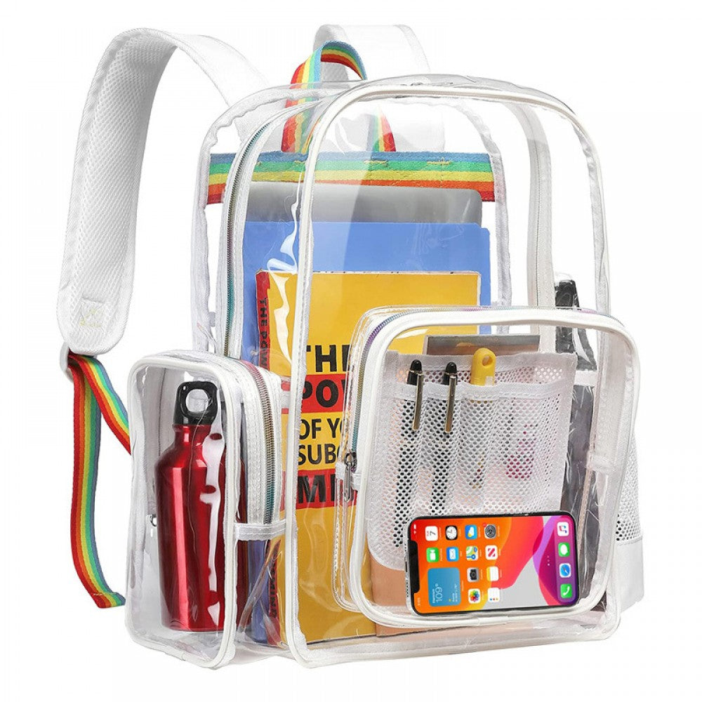 Kids Clear School Backpacks - Black Blue Pink Book Bags For Girls See Through Large Capacity Bag
