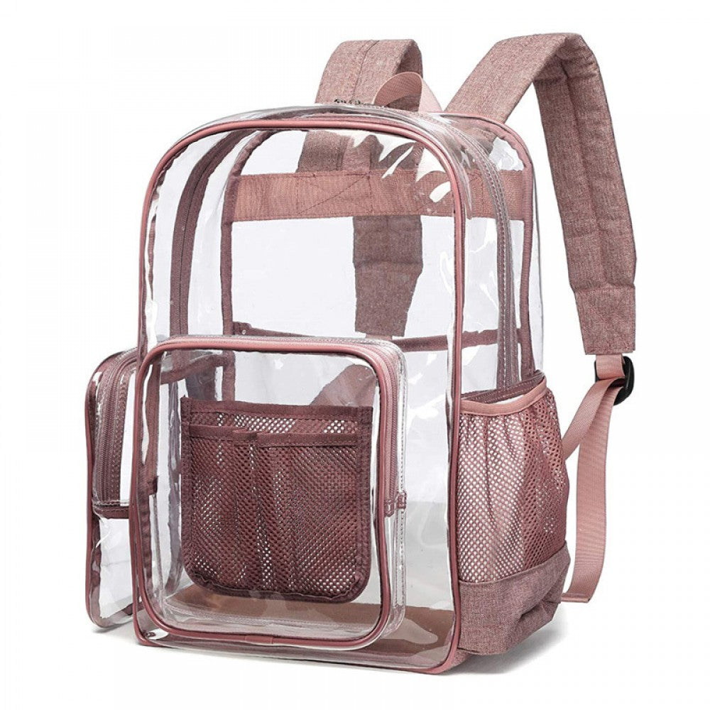 Kids Clear School Backpacks - Black Blue Pink Book Bags For Girls See Through Large Capacity Bag