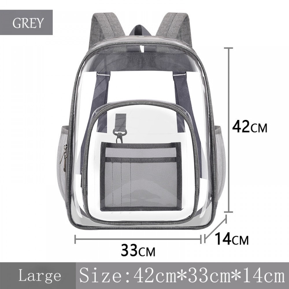 Kids Clear School Backpacks - Black Grey Purple Book Bags For Boys Girls Heavy Duty PVC Schoolbag For Children Students