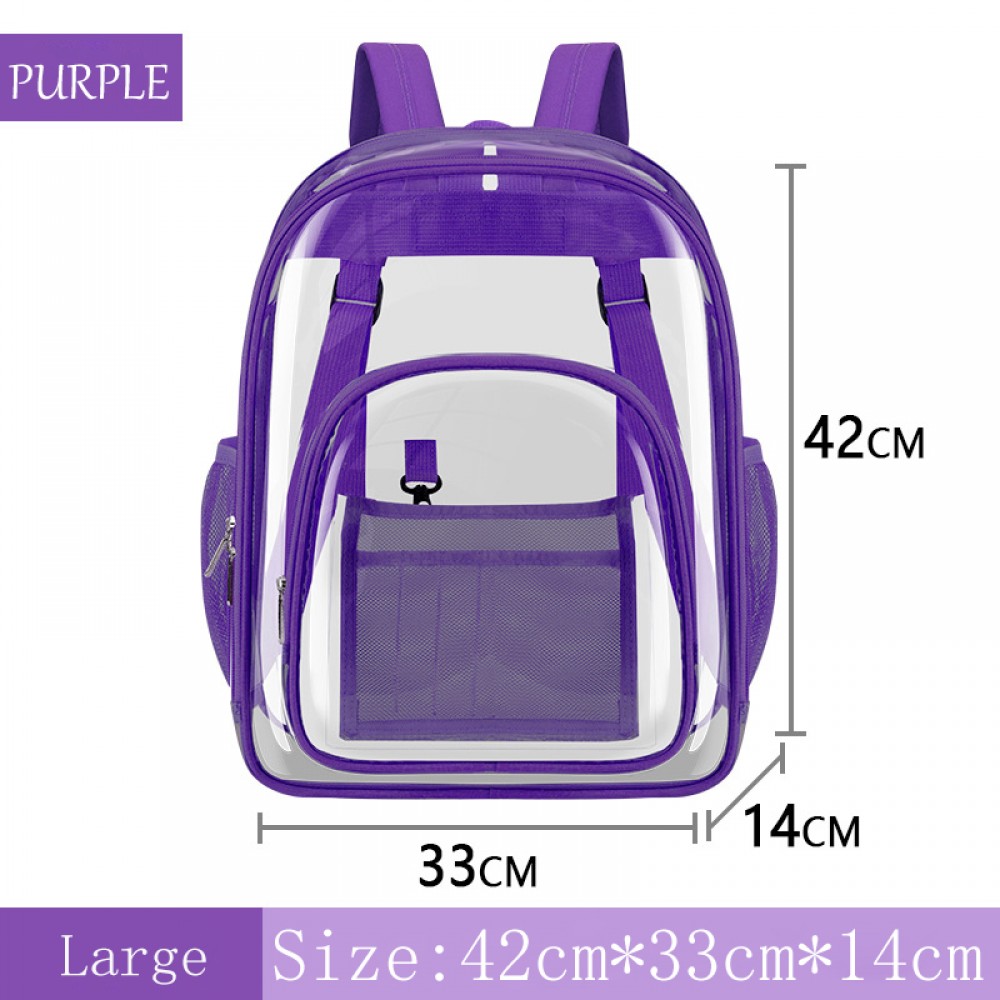 Kids Clear School Backpacks - Black Grey Purple Book Bags For Boys Girls Heavy Duty PVC Schoolbag For Children Students