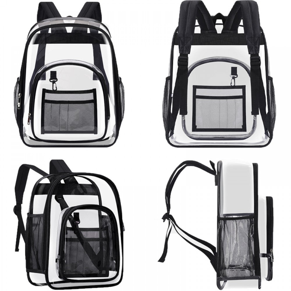 Kids Clear School Backpacks - Black Grey Purple Book Bags For Boys Girls Heavy Duty PVC Schoolbag For Children Students