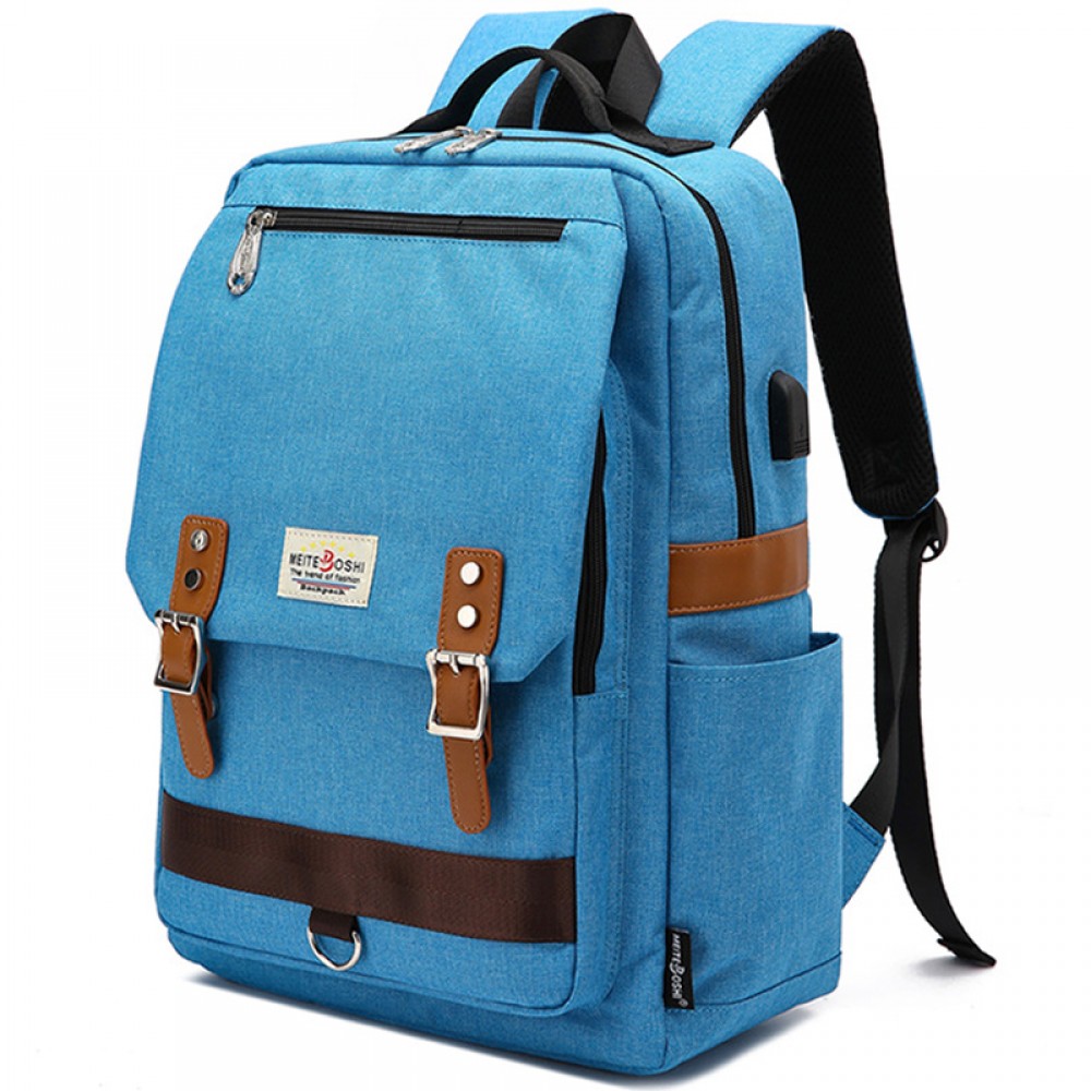 Kids USB School Backpacks - Black Blue GreenBook Bags For Boys Girls Oxford Cloth Bookbag With USB Charging Port For Students