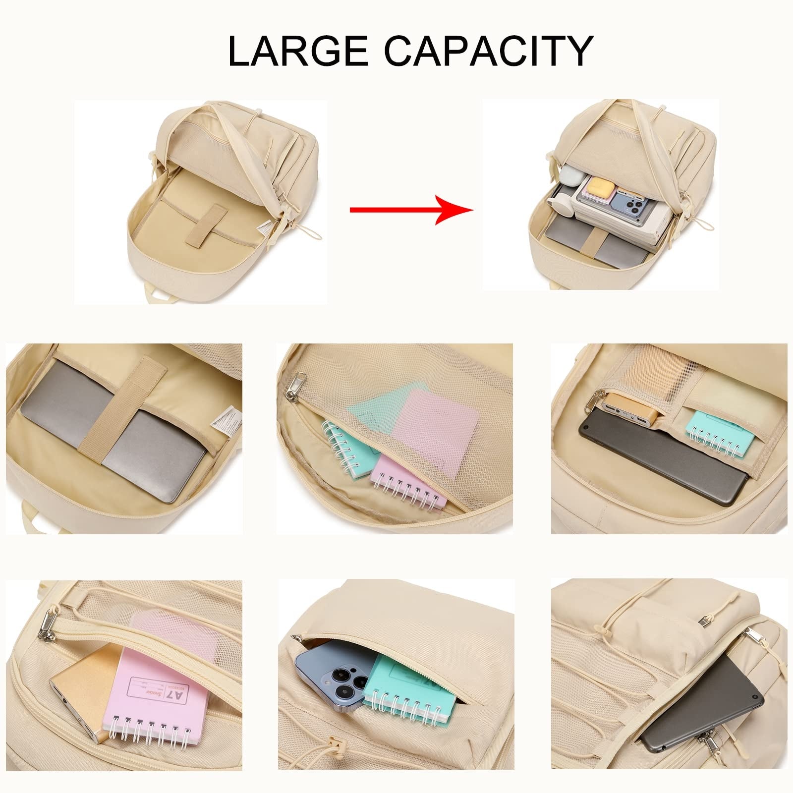 Kids Mesh School Backpacks - Black Khaki Book Bags For Boys Girls Laptop Backpack For Teens Durable Studants