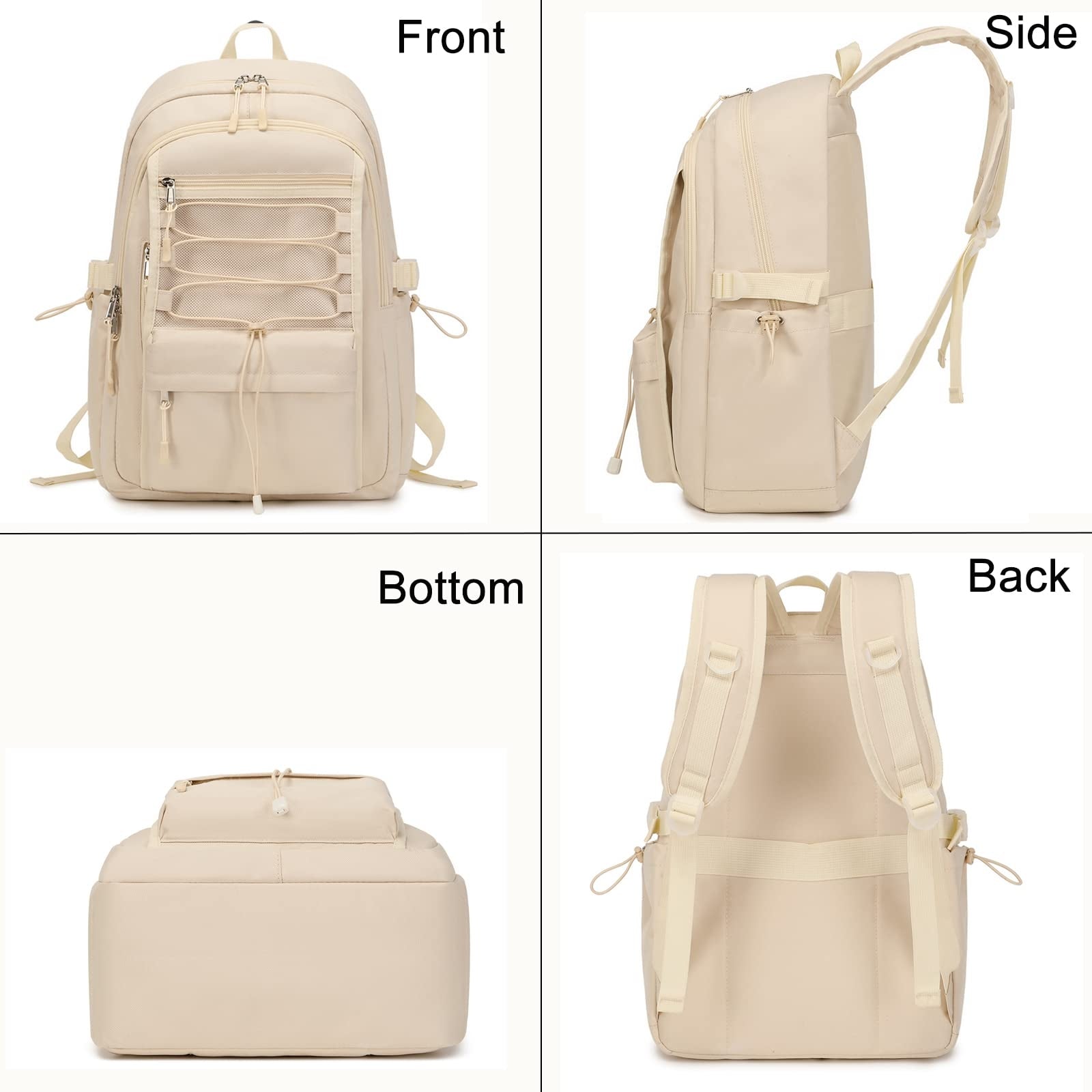 Kids Mesh School Backpacks - Black Khaki Book Bags For Boys Girls Laptop Backpack For Teens Durable Studants