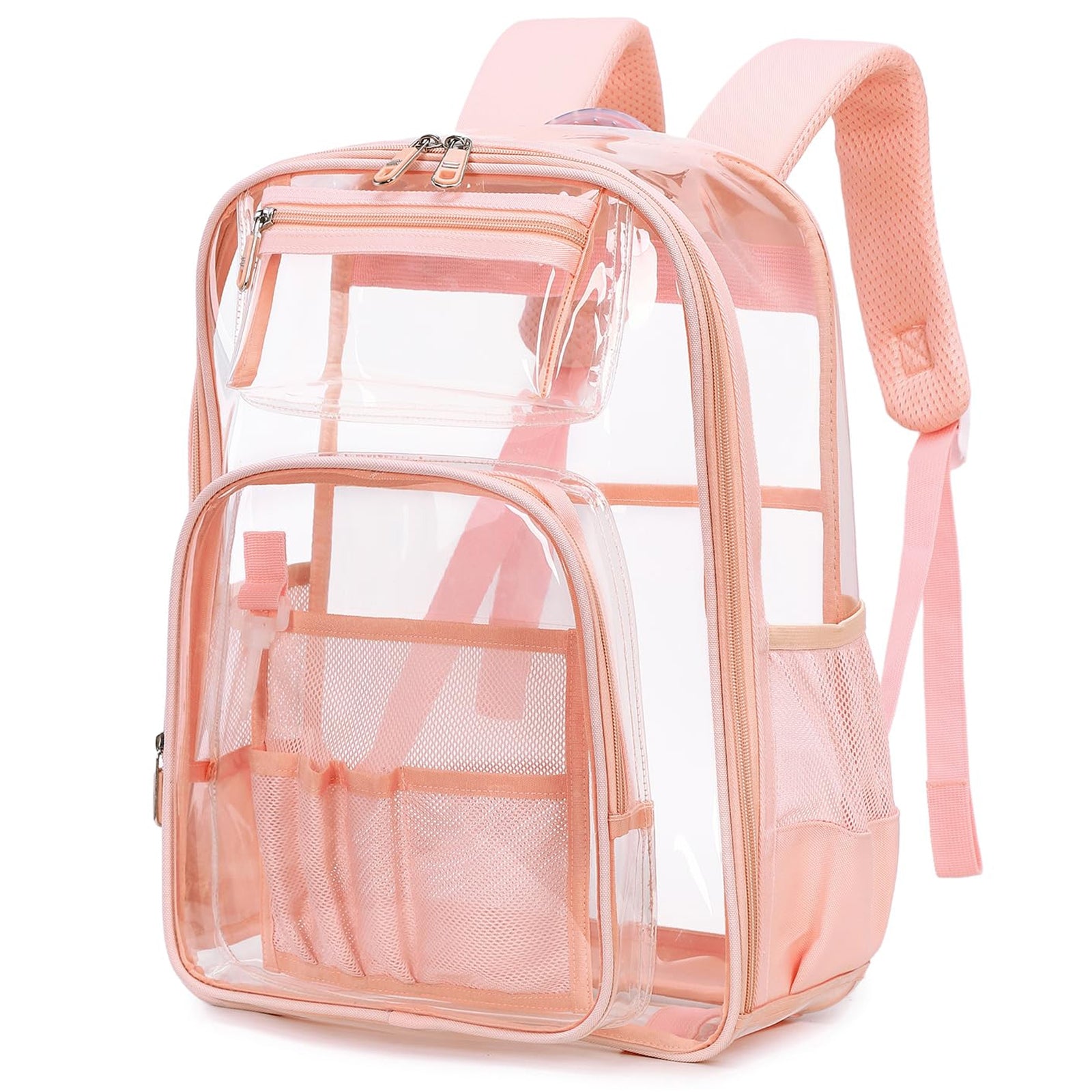 Kids Clear School Backpacks - Black Red Pink Book Bags For Boys Girls Heavy Duty TPU Quick Security Check See Through Transparent Travel Bag