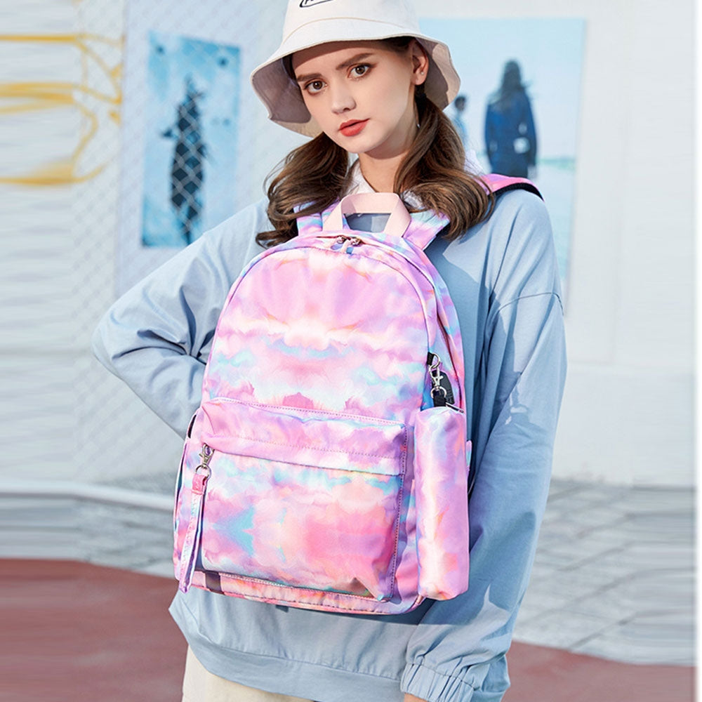 Kids Backpack With Lunch Box USB School Backpacks - Pink Grey Purple Book Bags For Boys Girls Trendy Lightweight Daypack