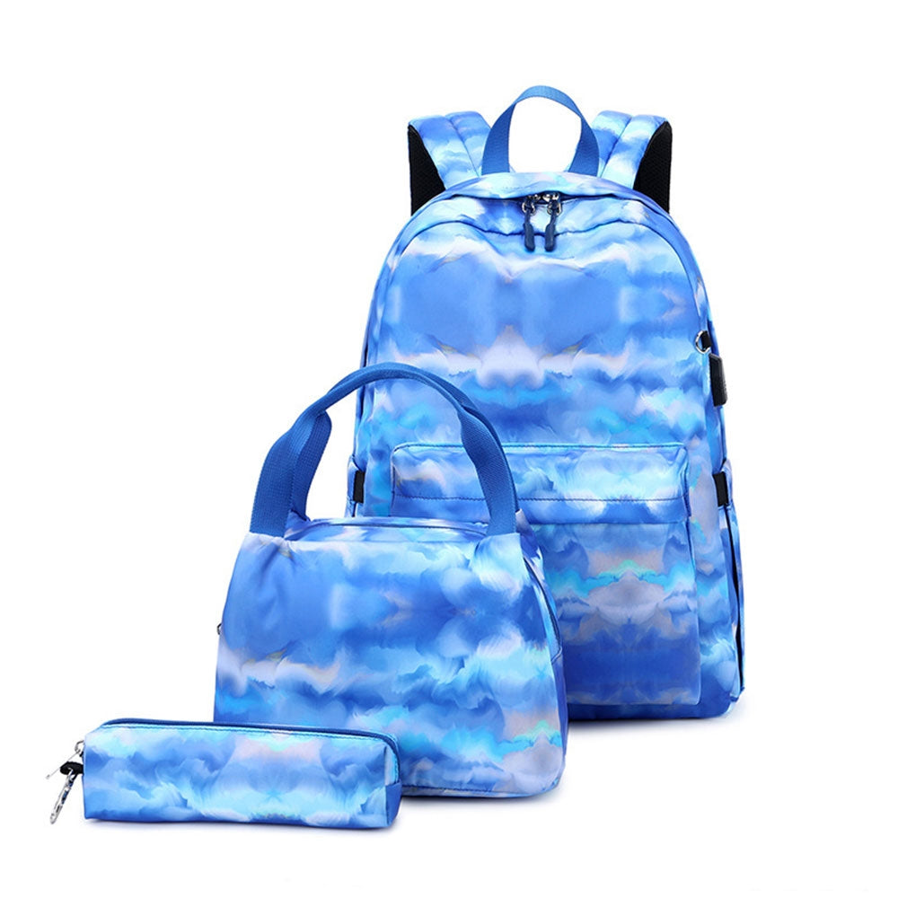 Kids Backpack With Lunch Box USB School Backpacks - Pink Grey Purple Book Bags For Boys Girls Trendy Lightweight Daypack