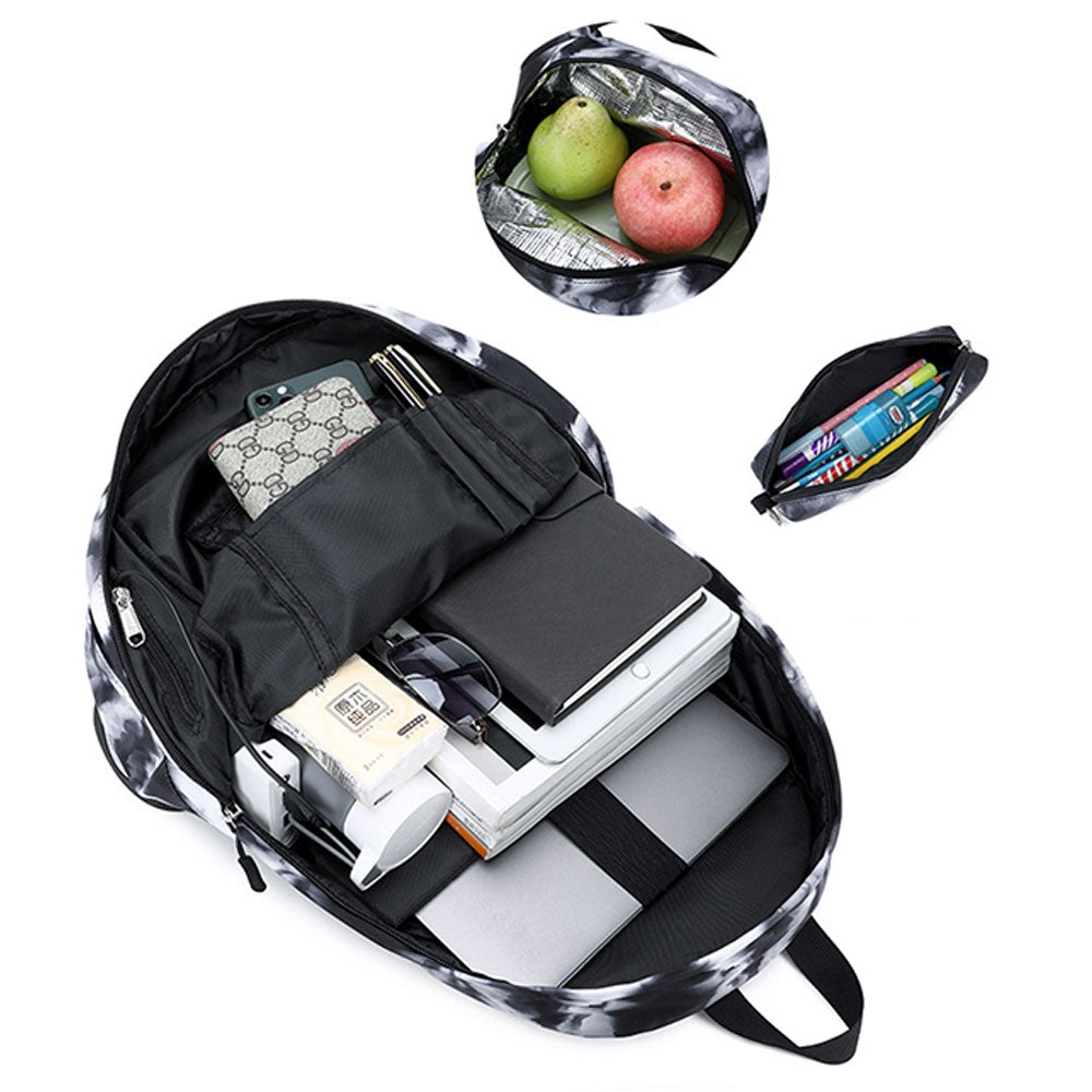 Kids Backpack With Lunch Box USB School Backpacks - Pink Grey Purple Book Bags For Boys Girls Trendy Lightweight Daypack