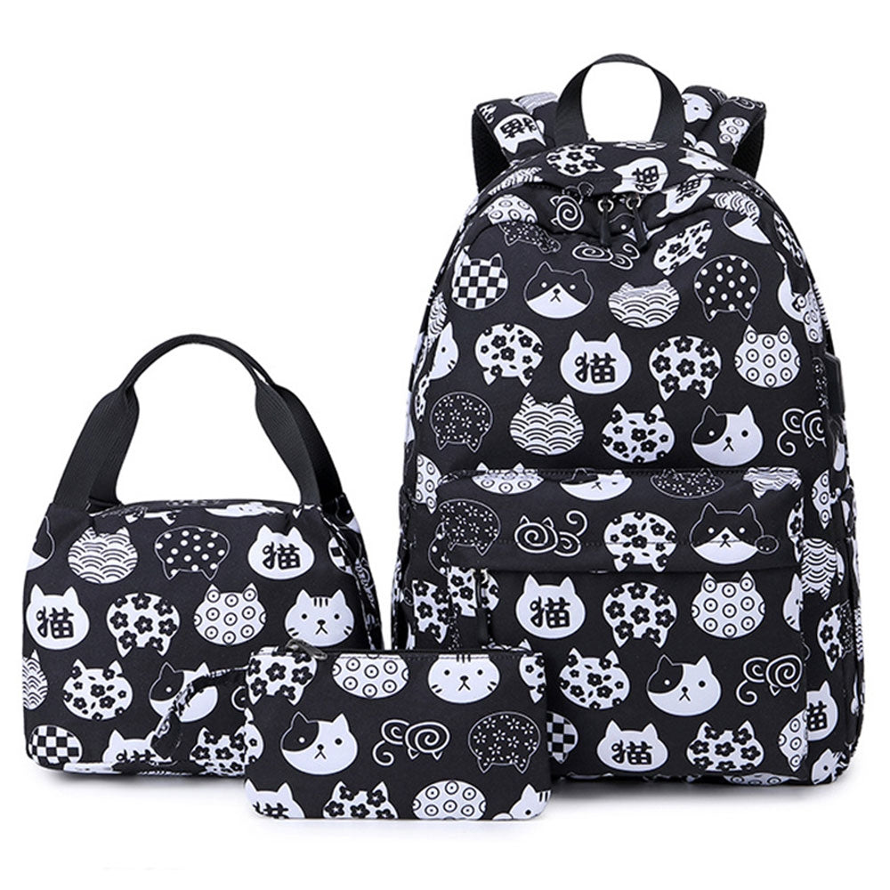 Kids Backpack With Lunch Box USB School Backpacks - Pink Black Green Book Bags For Boys Girls Cute Set With USB Charger Outdoor Leisure Daypack