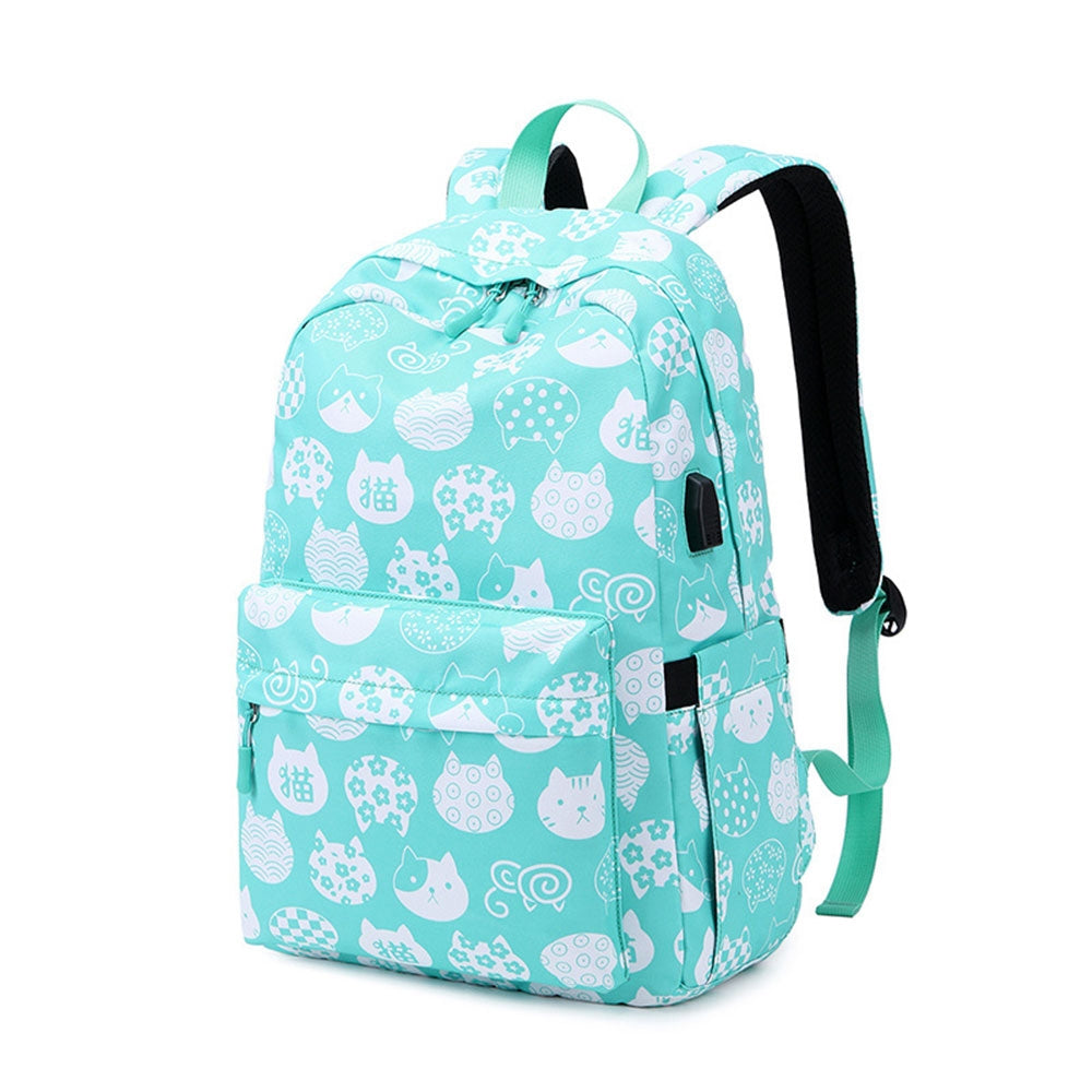 Kids Backpack With Lunch Box USB School Backpacks - Pink Black Green Book Bags For Boys Girls Cute Set With USB Charger Outdoor Leisure Daypack