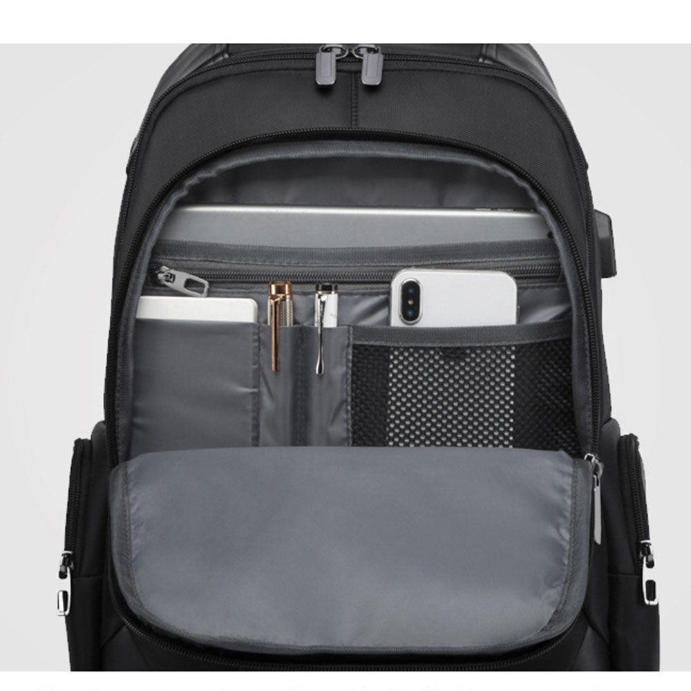 Kids USB School Backpacks - Black Grey Red Book Bags For Boys Laptop Backpack Anti-Theft Bag With USB Charging Port Business