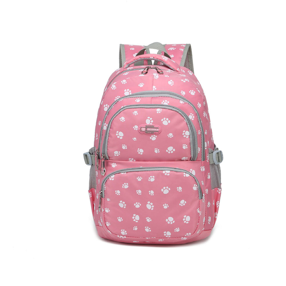 Durable 3 Pieces Backpack Set Dog Paw Prints Junior Schoolbag Bookbag for Teens Girls