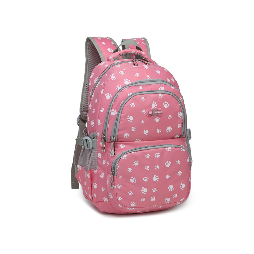 Durable 3 Pieces Backpack Set Dog Paw Prints Junior Schoolbag Bookbag for Teens Girls