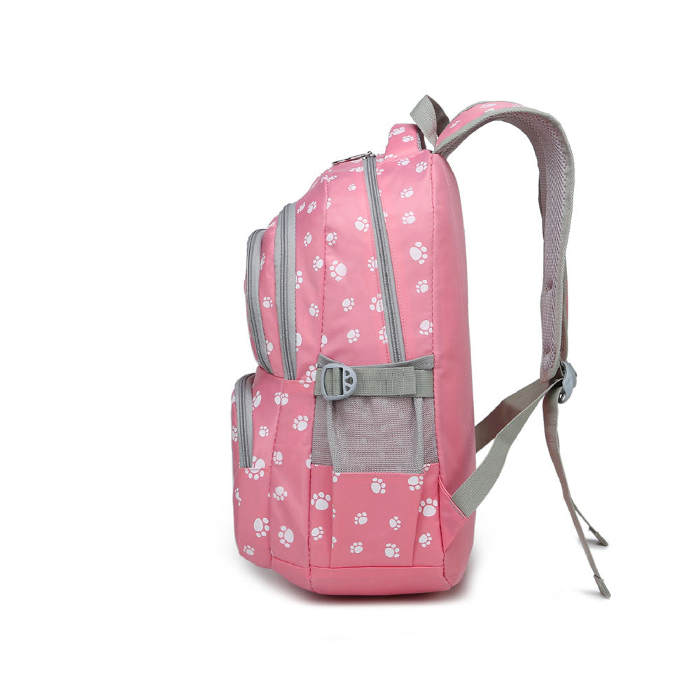 Durable 3 Pieces Backpack Set Dog Paw Prints Junior Schoolbag Bookbag for Teens Girls