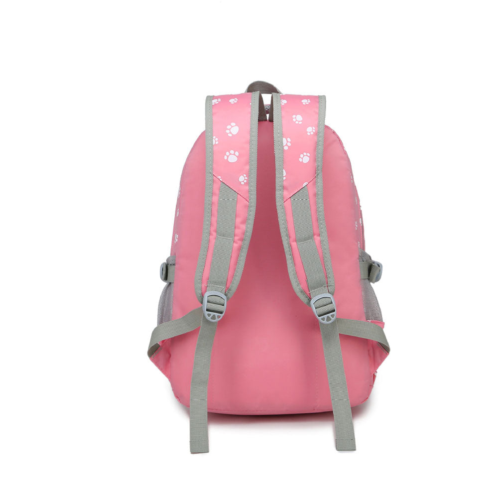 Durable 3 Pieces Backpack Set Dog Paw Prints Junior Schoolbag Bookbag for Teens Girls