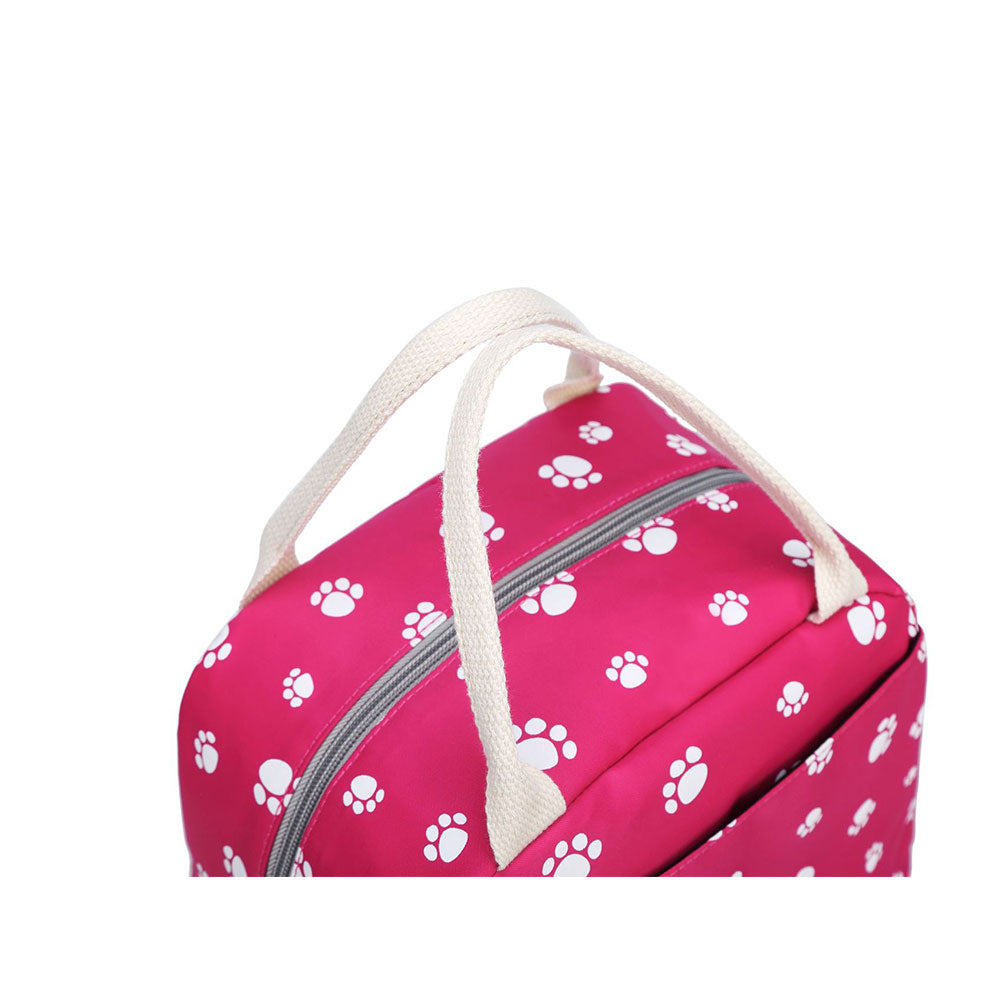 Durable 3 Pieces Backpack Set Dog Paw Prints Junior Schoolbag Bookbag for Teens Girls