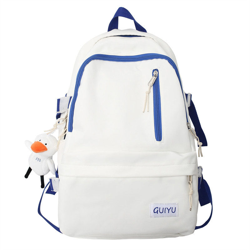 Girls Backpack Teen Rucksack Large Capacity College Student Schoolbag with Decor