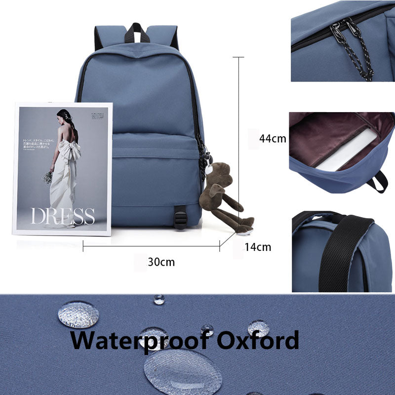 Laptop School Backpack Girls Bookbags Pure Color Schoolbag for Teens