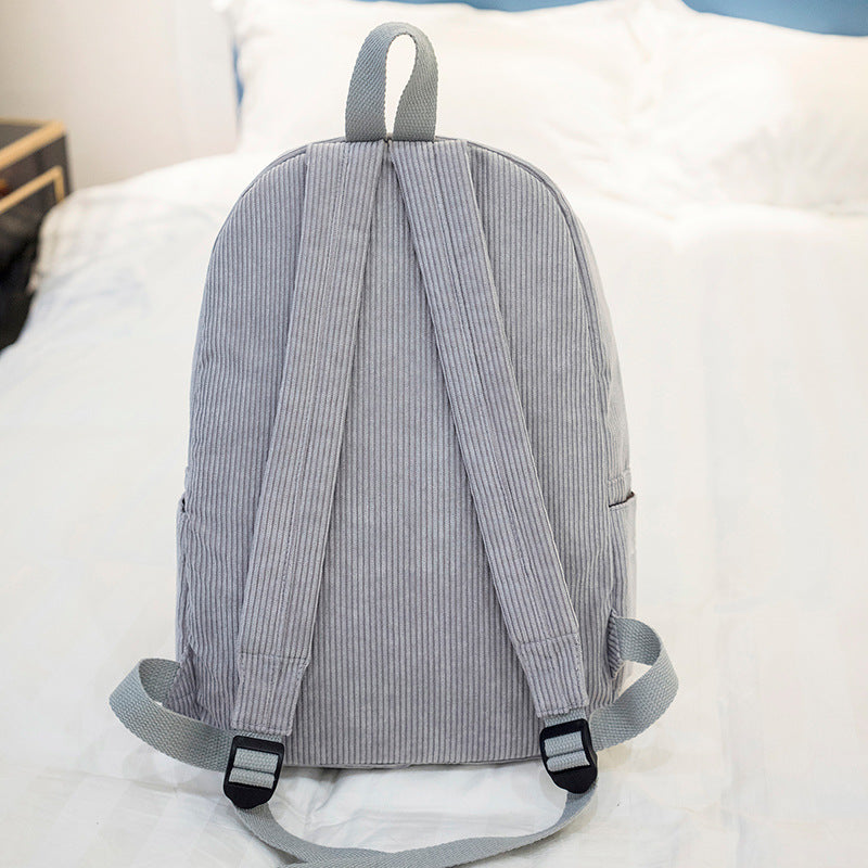 Large Capacity Corduroy Backpack Leisure Student Schoolbags