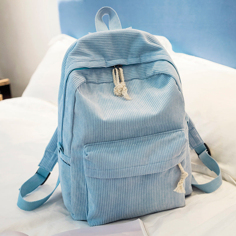 Large Capacity Corduroy Backpack Leisure Student Schoolbags