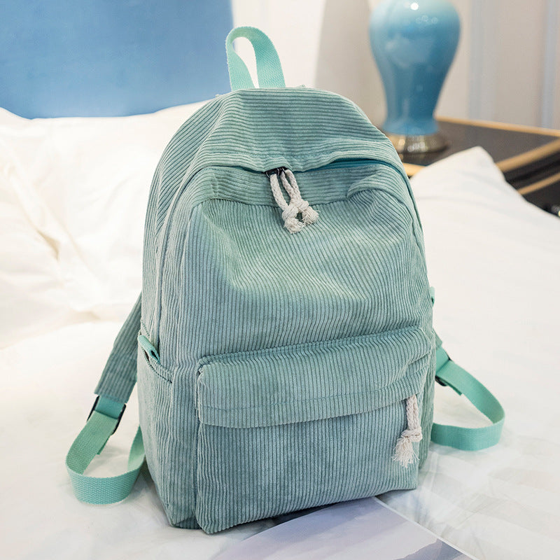 Large Capacity Corduroy Backpack Leisure Student Schoolbags